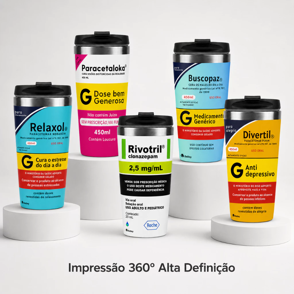 Copo Térmico Color Personalizado Remédios – Impressão 360º Alta Definição