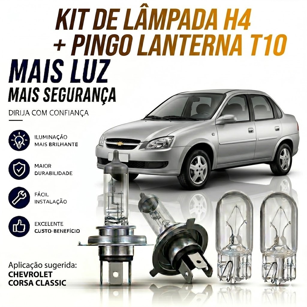 Lampada farol alto + lampada da lanterna corsa corsa classic
