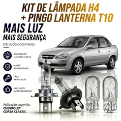 Lampada farol alto + lampada da lanterna corsa corsa classic