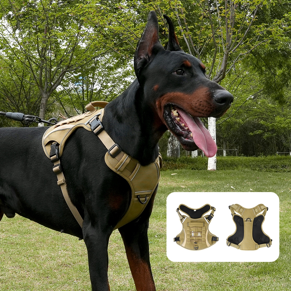 Peitoral Tático Militar Profissional para Cachorros com Velcro, Alça Reforçada e Ajuste Completo