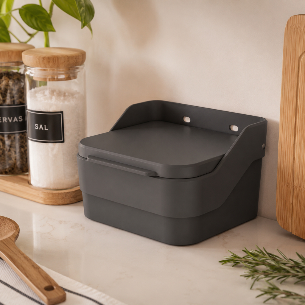 Saleiro de Cozinha OU Linha Trium Porta Sal Temperos Condimentos Organizador Prático Moderno