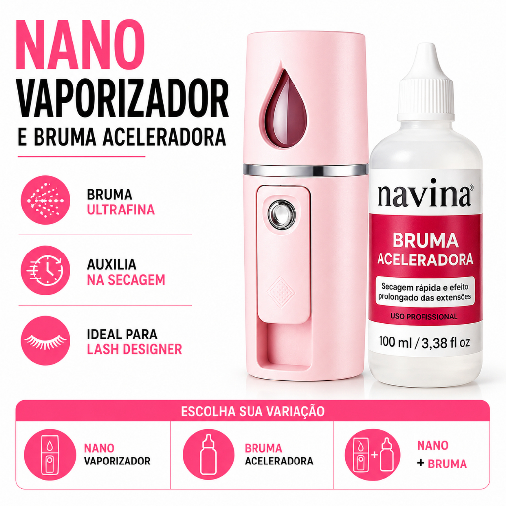 Nano Vapor Umidificador e Bruma Aceleradora para Extensão de Cílios Profissional