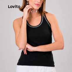 Lovito Regata Costura Contrastante Moda Basica Feminina BRTKB47BRL076
