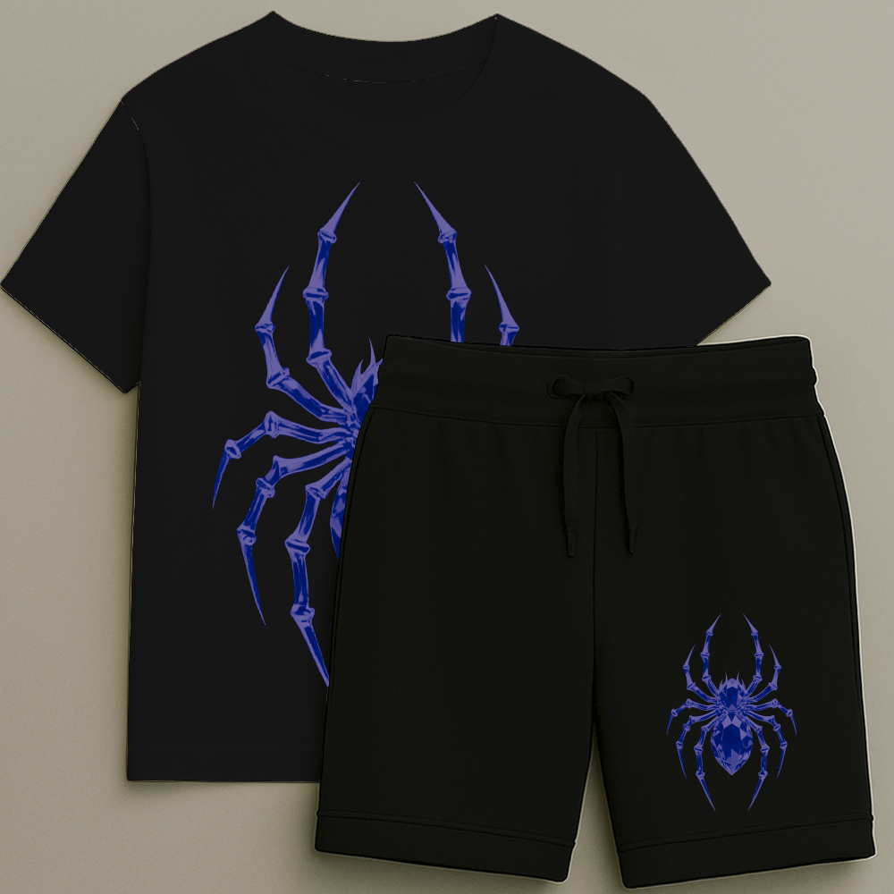 Camiseta e Bermuda Aranha Azul Conjunto Masculino T-shirt Estampada Shorts Blusa Tamanho 2 16