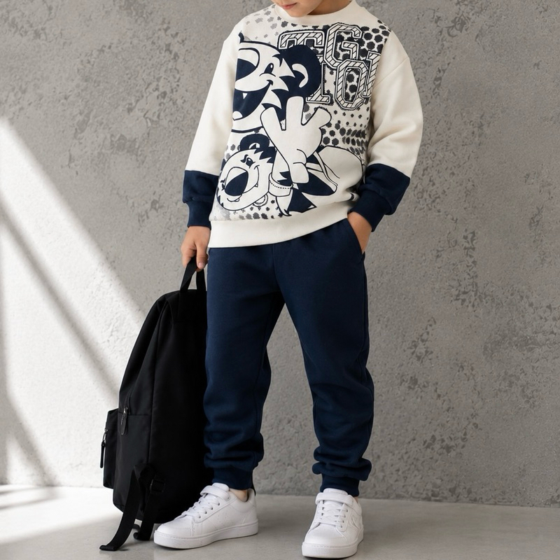 Conjunto Infantil Moletom Flanelado Menino Inverno Quentinho Estampado 4 a 12 Anos