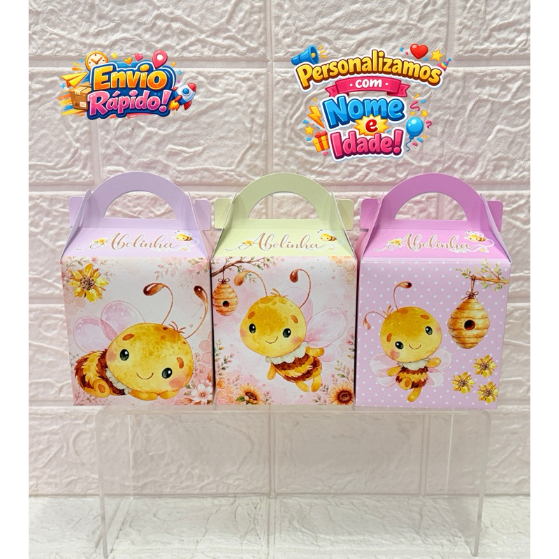 Maletinha Kit pegue monte Abelinha aquarela-Abelinha cute-Abelinha-Caixinha personalizada-festa-lembrancinha