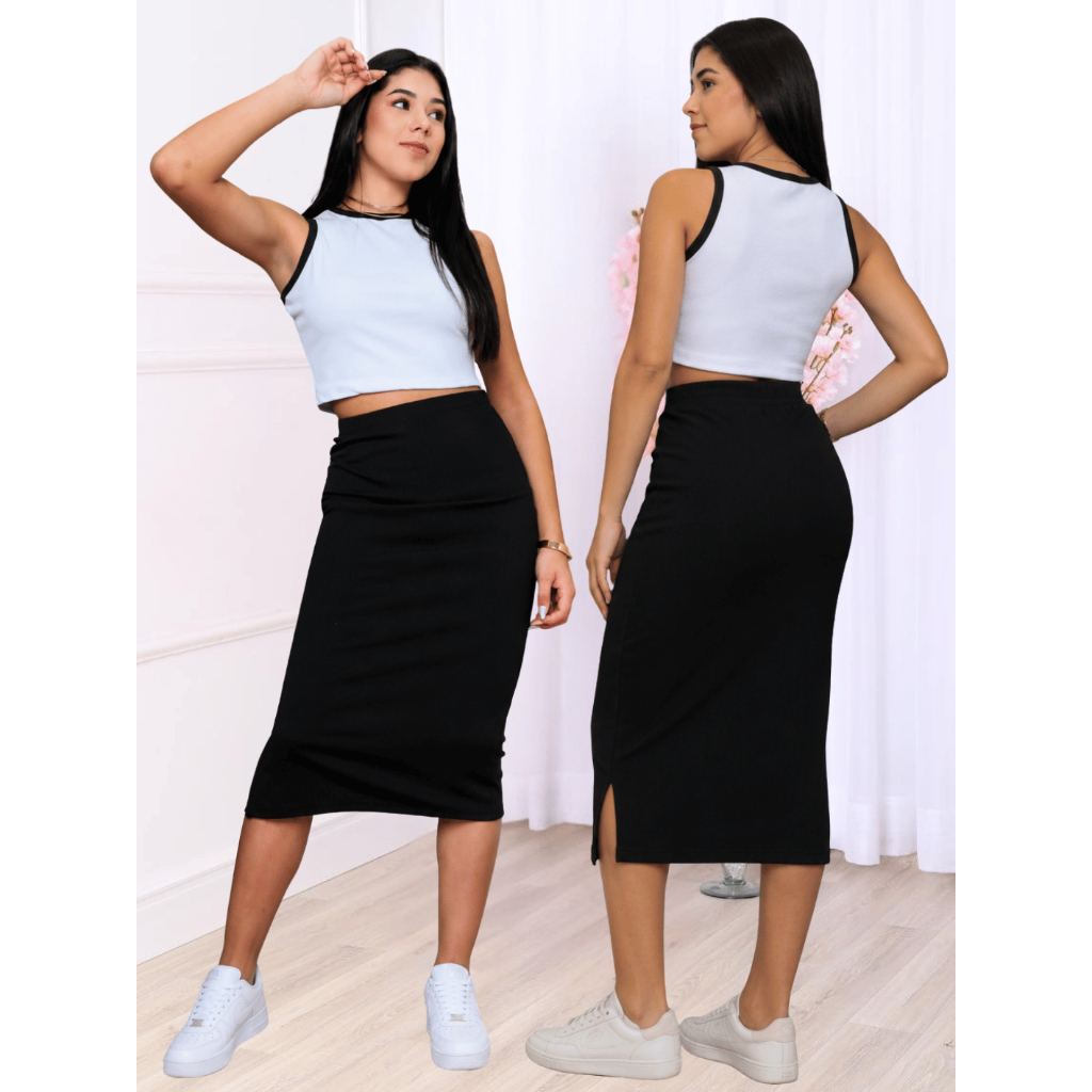Conjunto Infantil e Juvenil Regata Cropped com Saia Feminina Estilosa e Confortável