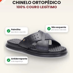 Sandália Franciscana Masculina Anti Stress ortopédico em Couro Legítimo