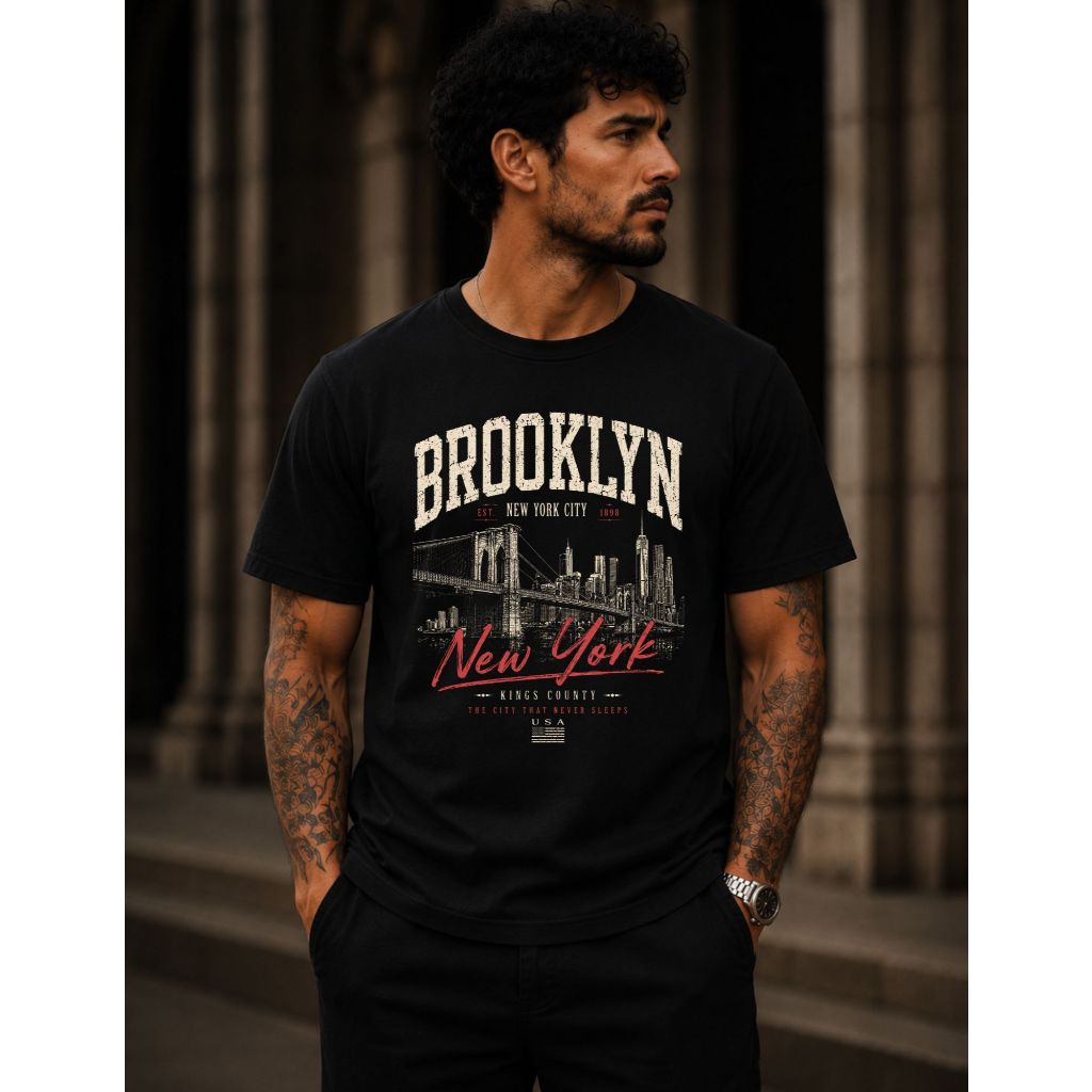 Camisa Masculina Brooklyn New York Vintage Masculina 100% Algodão Premium Conforto e Qualidade