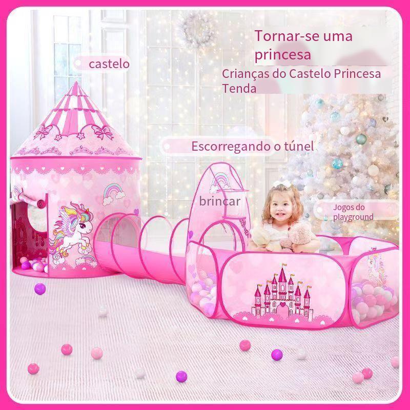 Barraca 3 em 1 Infantil Dobrável Piquenique das Princesas 3x1 Toca Túnel Lançamento