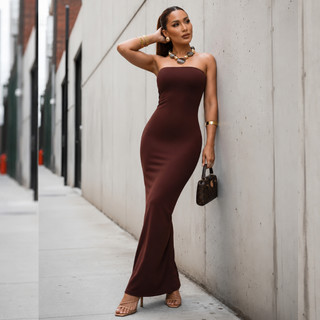 Vestido Longo Colado Tomara que Caia Tubinho Elegante Casual Chique