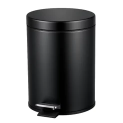 Lixeira Redonda 5L Multiuso Banheiro Cozinha com Pedal e Cesto Removível Inox 410 Preta Brinovar