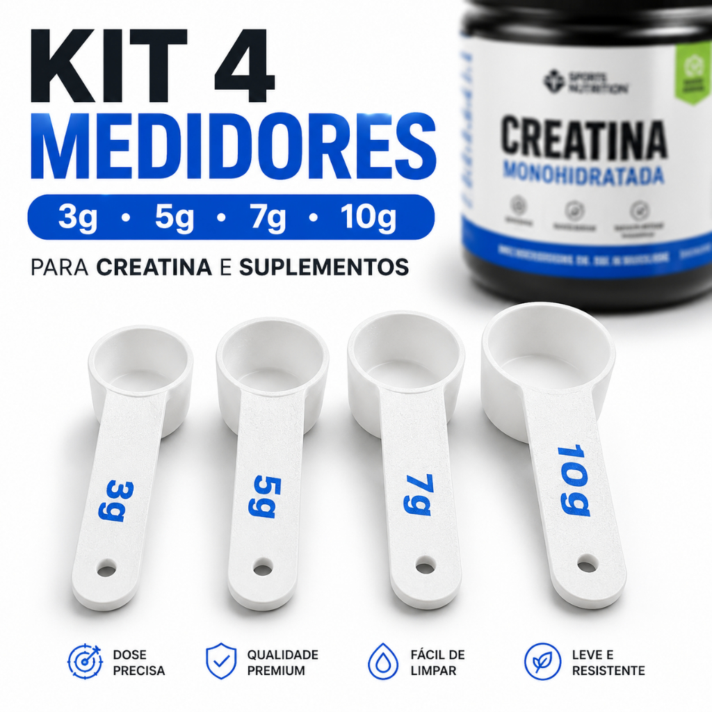 Dosador de Creatina 3g 5g 7g 10g Kit Colher Medidora Scoop Dosadora Suplemento em Pó Academia