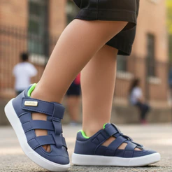 Tênis Infantil Menino Sandália Papete Casual Escolar Confortável Sandatênis Azul Marinho