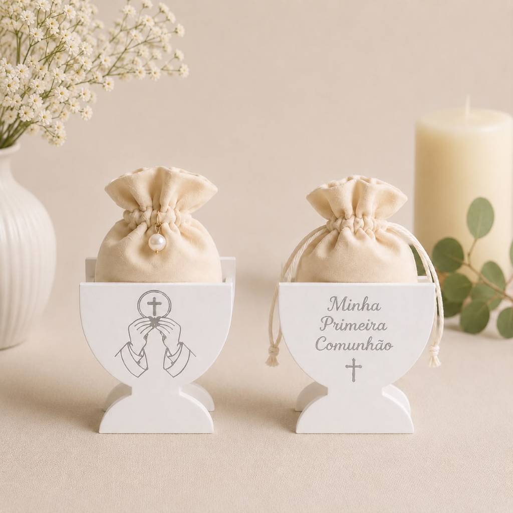Lembrancinha Minha Primeira Comunhão 5 Caixinhas Cálice Personalizadas Decoração Festa Batizado Religiosa