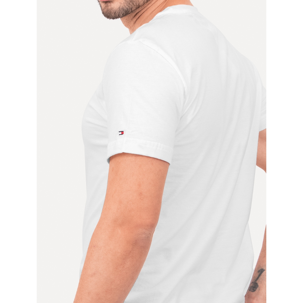 Camiseta Tommy Hilfiger Original Masculina Big Logo Est.1985 Branca — imagem 2 de 2