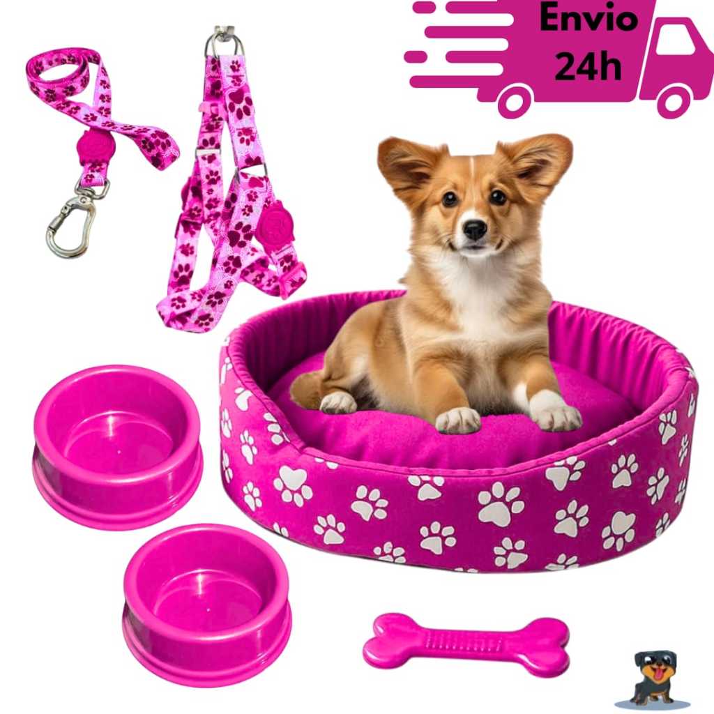 Kit Para Cachorro Luxuoso Guia Peitoral Cama Pet Pequeno