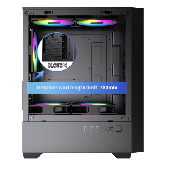Gabinete Gamer Acegeek Stratus Mesh, Mid-Tower, Lateral de Vidro, Preto, AG-STRATUS-MESH-BK · foto 2