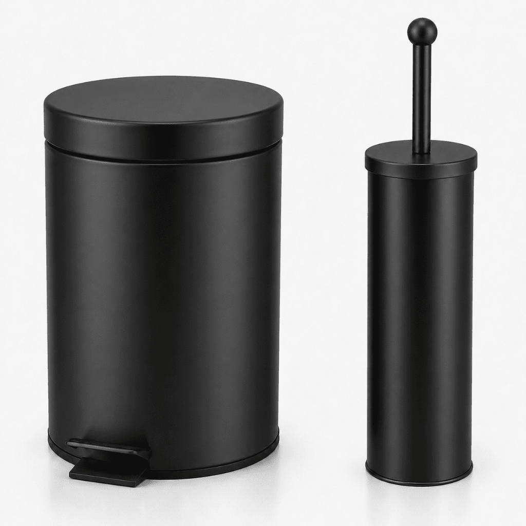 Kit Lixeira 3L Com Pedal e Escova Sanitária Fechamento Suave Banheiro Premium In