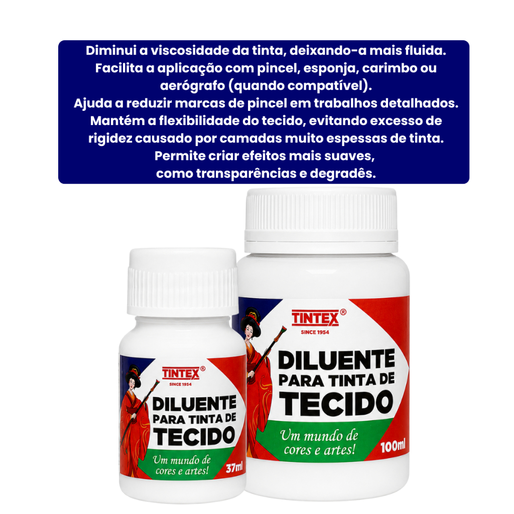 Diluente para Tinta de Tecido 37ml e 100ml - TINTEX