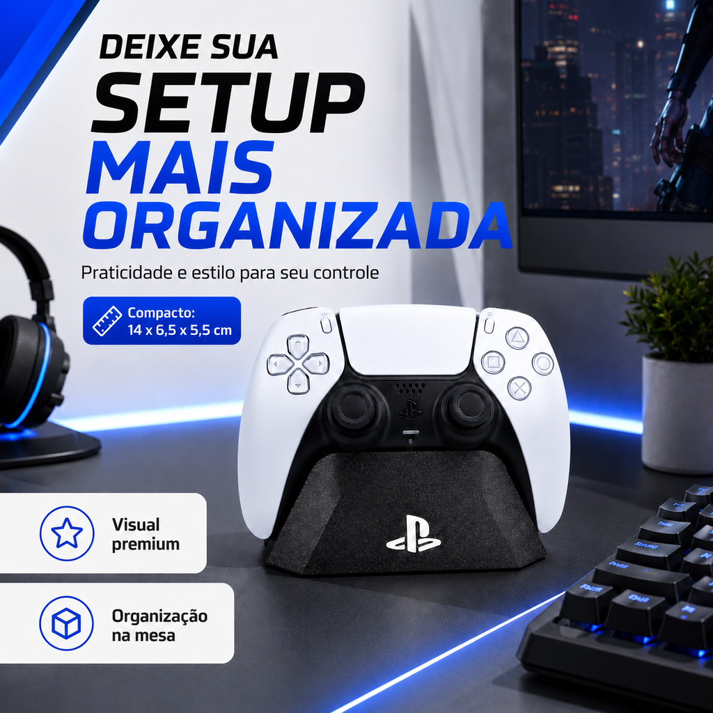 Suporte Para Controle PS5 DualSense Base De Mesa Gamer Organizador Compacto Porta Controle