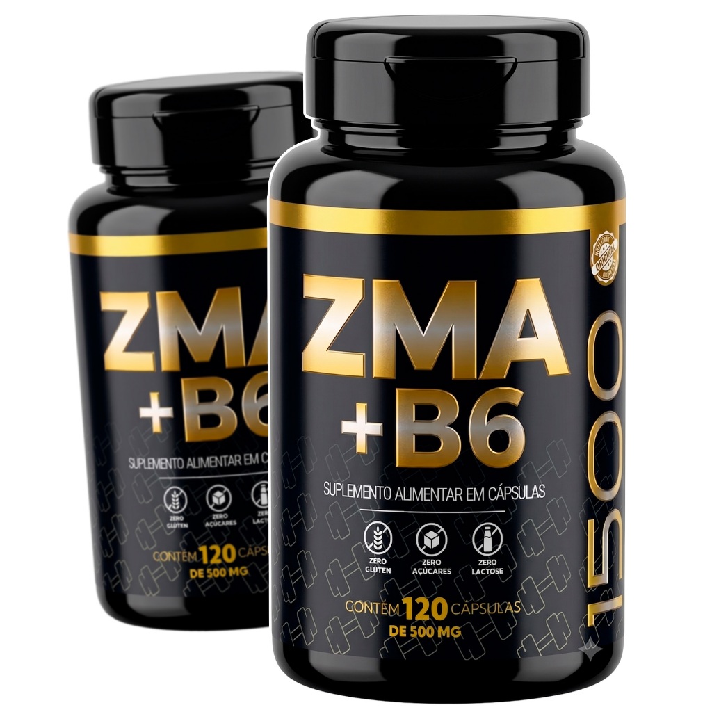 Kit ZMA Premium 120caps c/ Zinco Magnésio Vitamina B6 Recuperação Nutricional