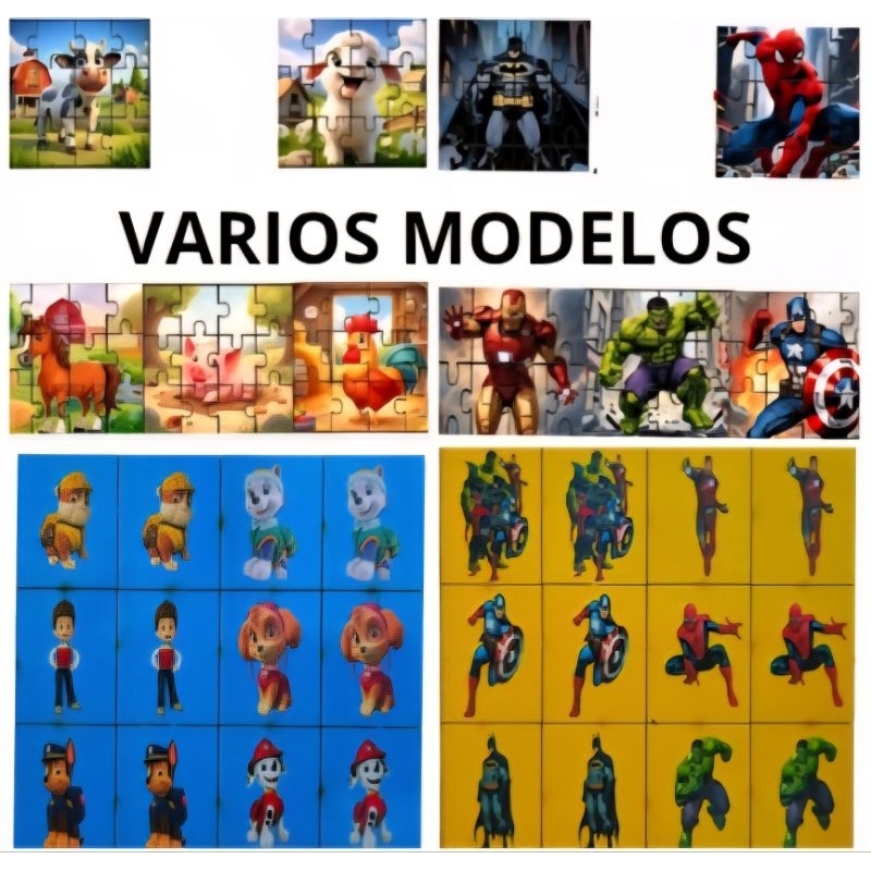 1 UND ATE 2 UND  JOGO QUEBRA CABEÇA OU MEMOR IA DIVERTIDO LEMBRANCINHA 15X14CM COMPLET 12 PEÇAS MDF RACIOCINIO PUZZLE