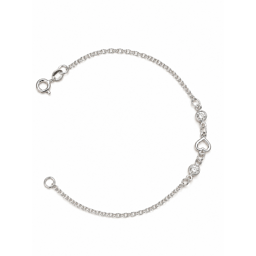 Pulseira Feminina Banhada a Prata com Pedras de Cristal – Semijoia Elegante