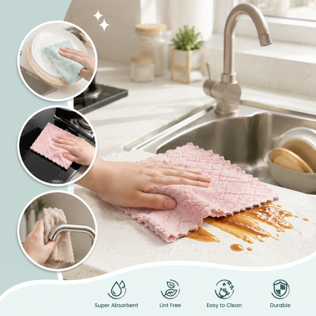 10 Pcs Super Absorvente Microfibra Pano De Cozinha Toalha De Limpeza Doméstica Super Duravel