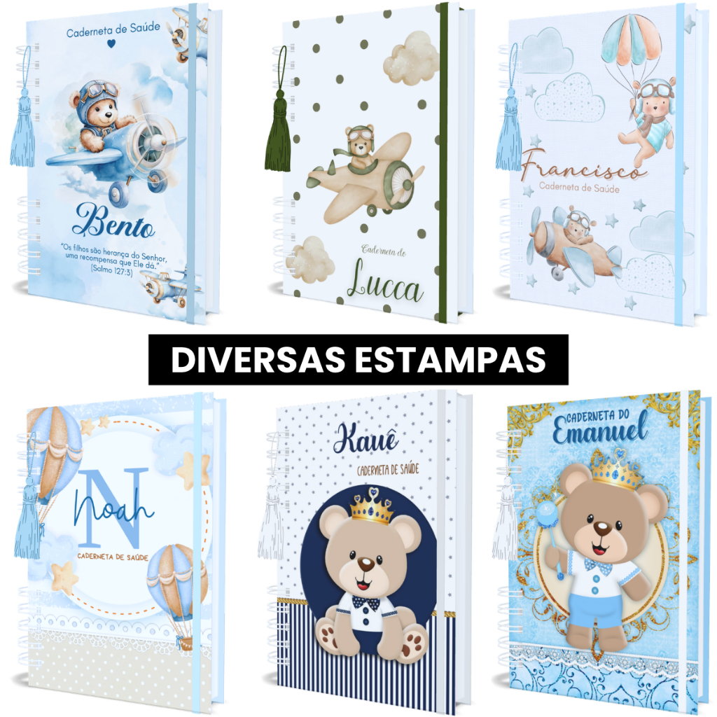 Caderneta De Vacinação Menino Saúde Infantil Atualizada Capa Dura Com Nome Bebe