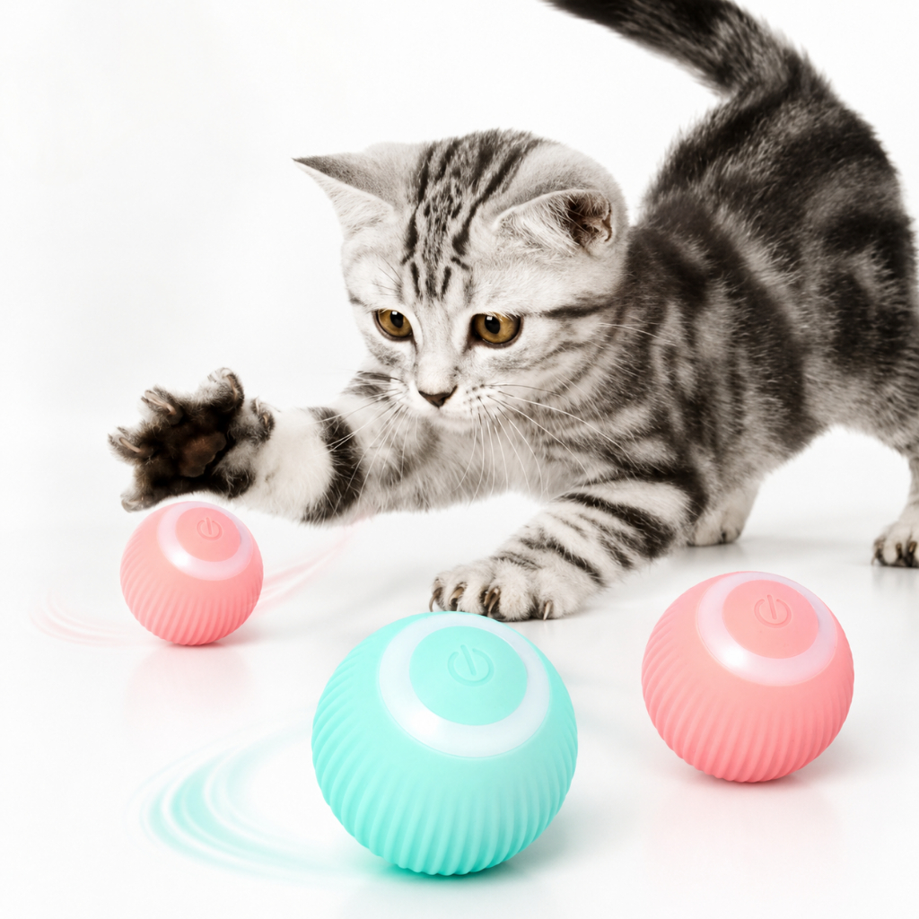 Bola Elétrica para Gatos Brinquedo Interativo USB Automático 360° Pet