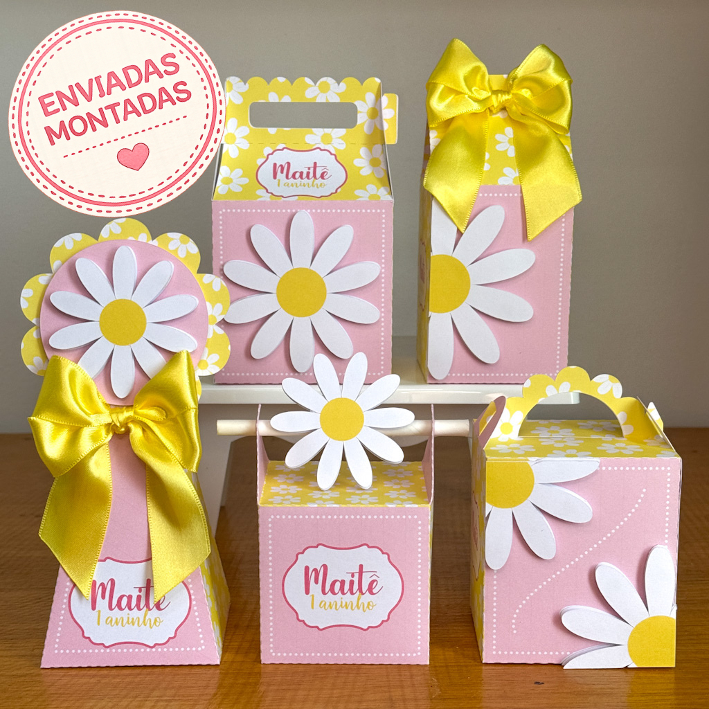 Kit Caixinhas Personalizadas Margaridas - Lembrancinhas Festa Infantil Aniversário