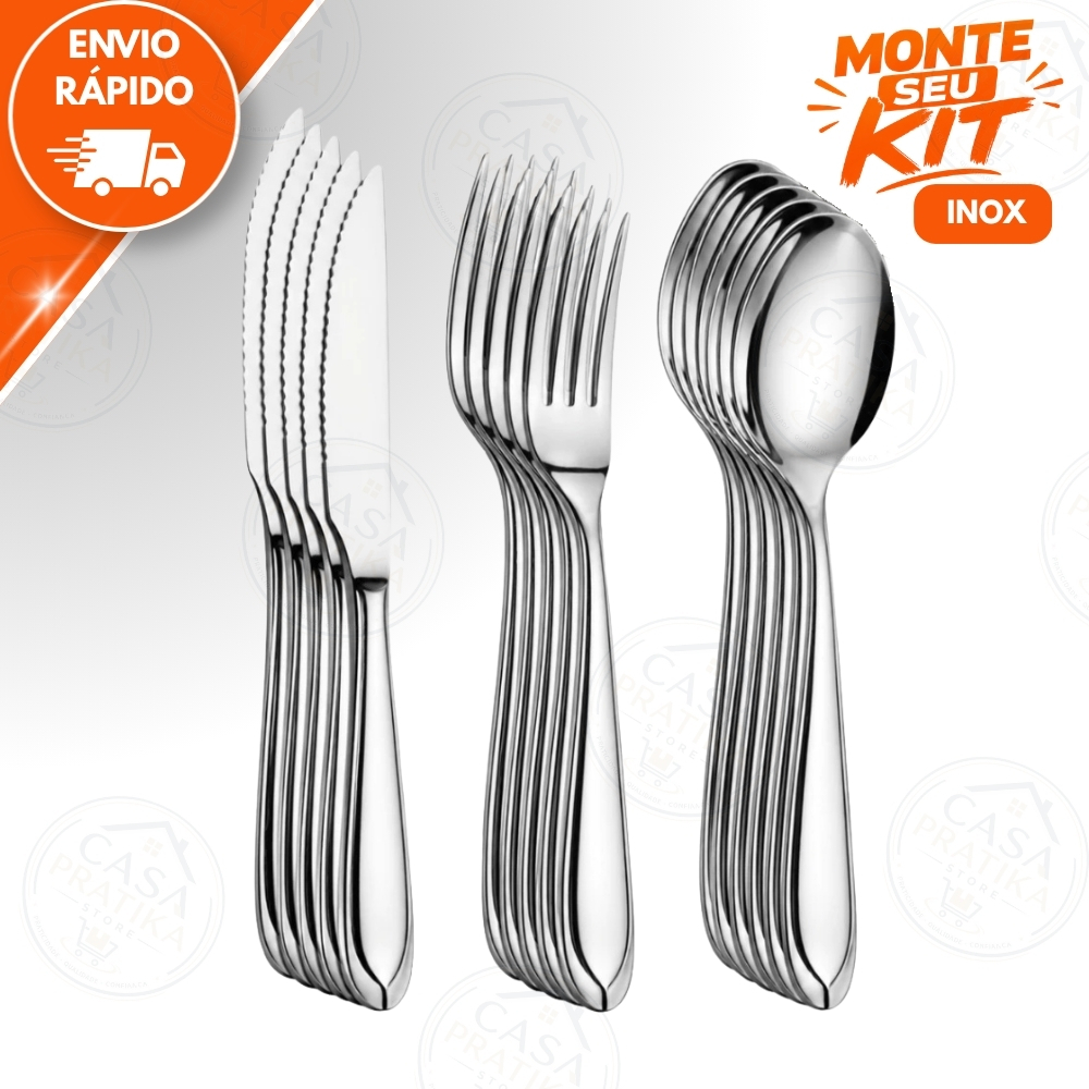 Jogo Talheres Inox 72/36 Peças Faqueiro Aço Garfo Faca Colher Casa Restaurante Mesa Cozinha
