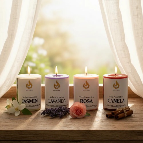 Velas Aromáticas KIT4 Canela/Lavanda/Jasmim/Rosa