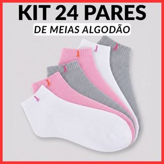 Kit Econômico Meias Femininas Algodão Academia Caminhada Casual