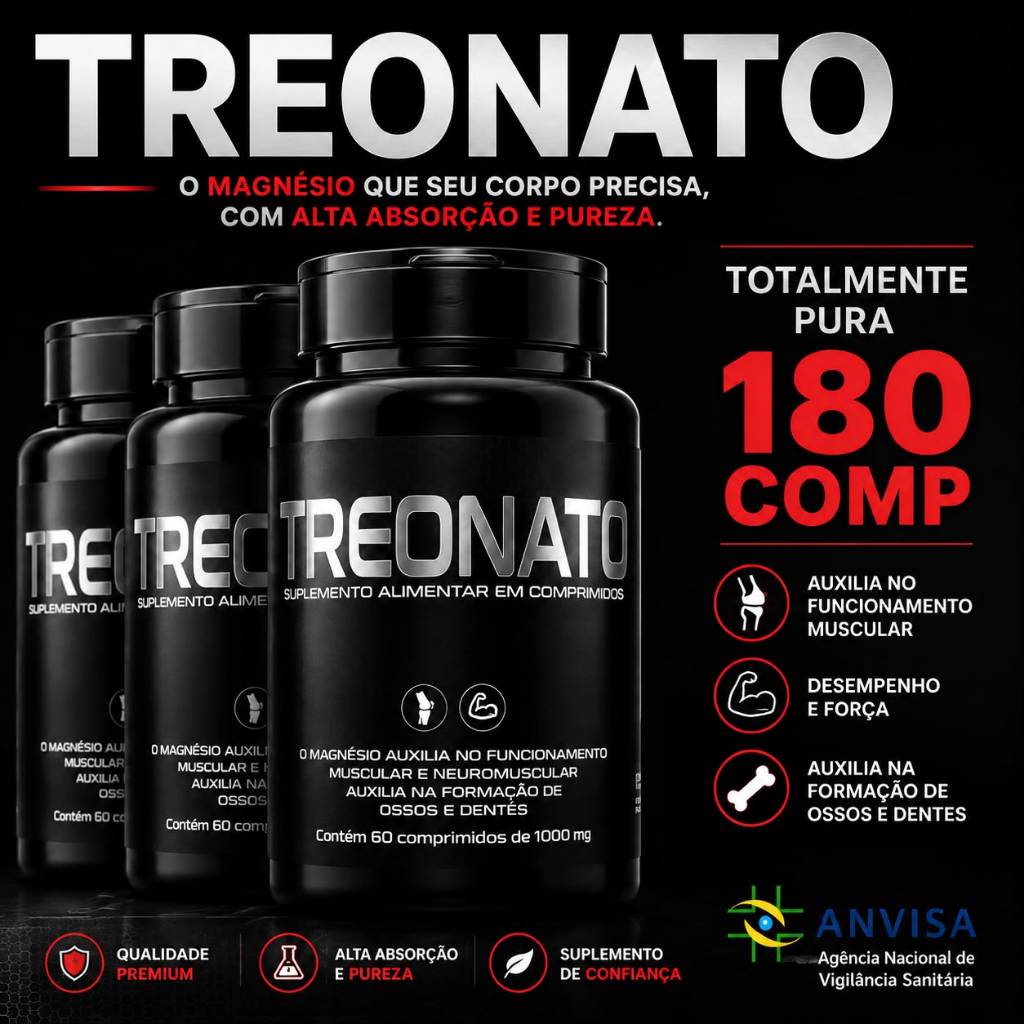 Suplemento Magnésio L-Treonato 1000mg - Pote com 60 Comprimidos