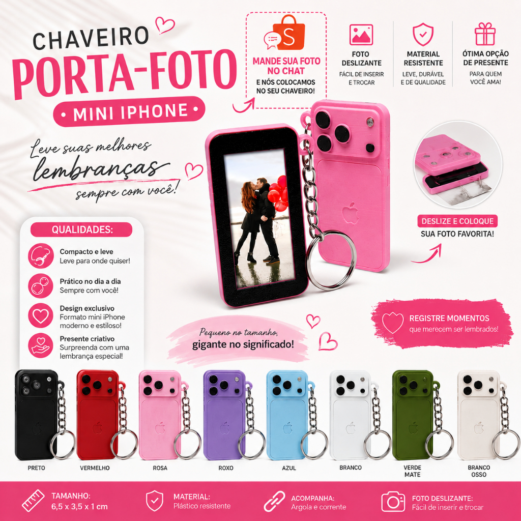 Porta foto chaveiro retrato Mini iPhone personalizado Polaroid Lembrança Presente criativo namorado(a) Mães amigos