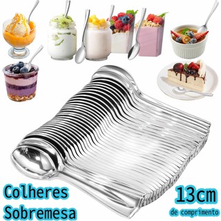 Kit 50/100 Colheres Festa descartáveis de plástico prateado metálico para sobremesa e bolos
