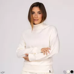 Casaco de Moletom Premium Feminino Gola Canelada Esportivo Inverno Frio Corrida