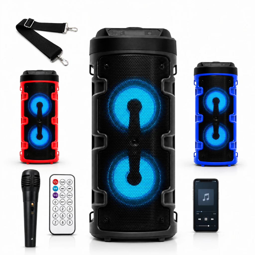 Caixa de Som Portátil Bluetooth Rádio Fm USB SD Microfone Controle Bateria Recarregável Torre — imagem 1