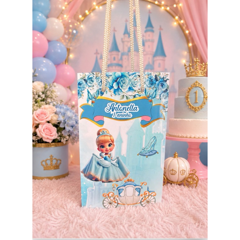 Sacolinha Personalizada Cinderela Baby- Lembrancinha Cinderela- Envio rápido