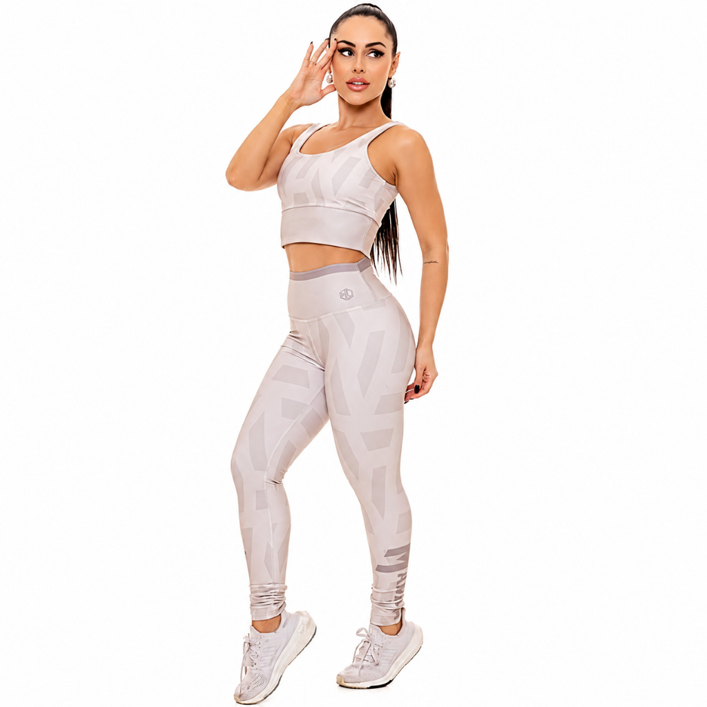 Conjunto Feminino Manalinda Bege Estampa Digital Desert Lines Zero Transparência Academ...