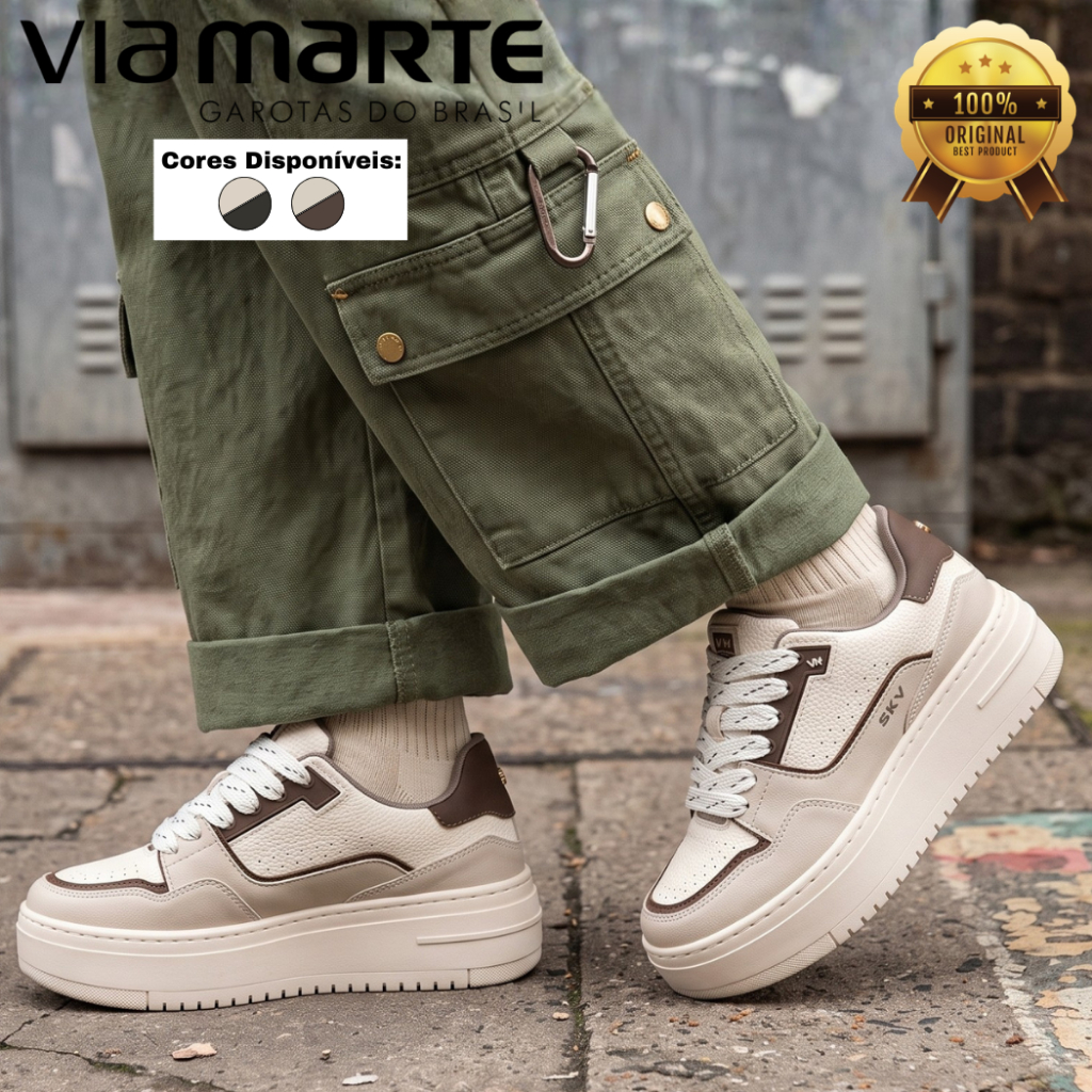 Tênis Via Marte Feminino Plataforma Casual Confortável Original Napa Nobuck Antiderrapante Robusto