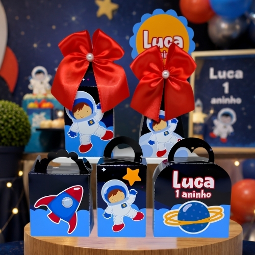 KIT Festa Astronauta Caixinhas Personalizadas Lembrancinhas Para festas personalizados PEGUE E MONTE