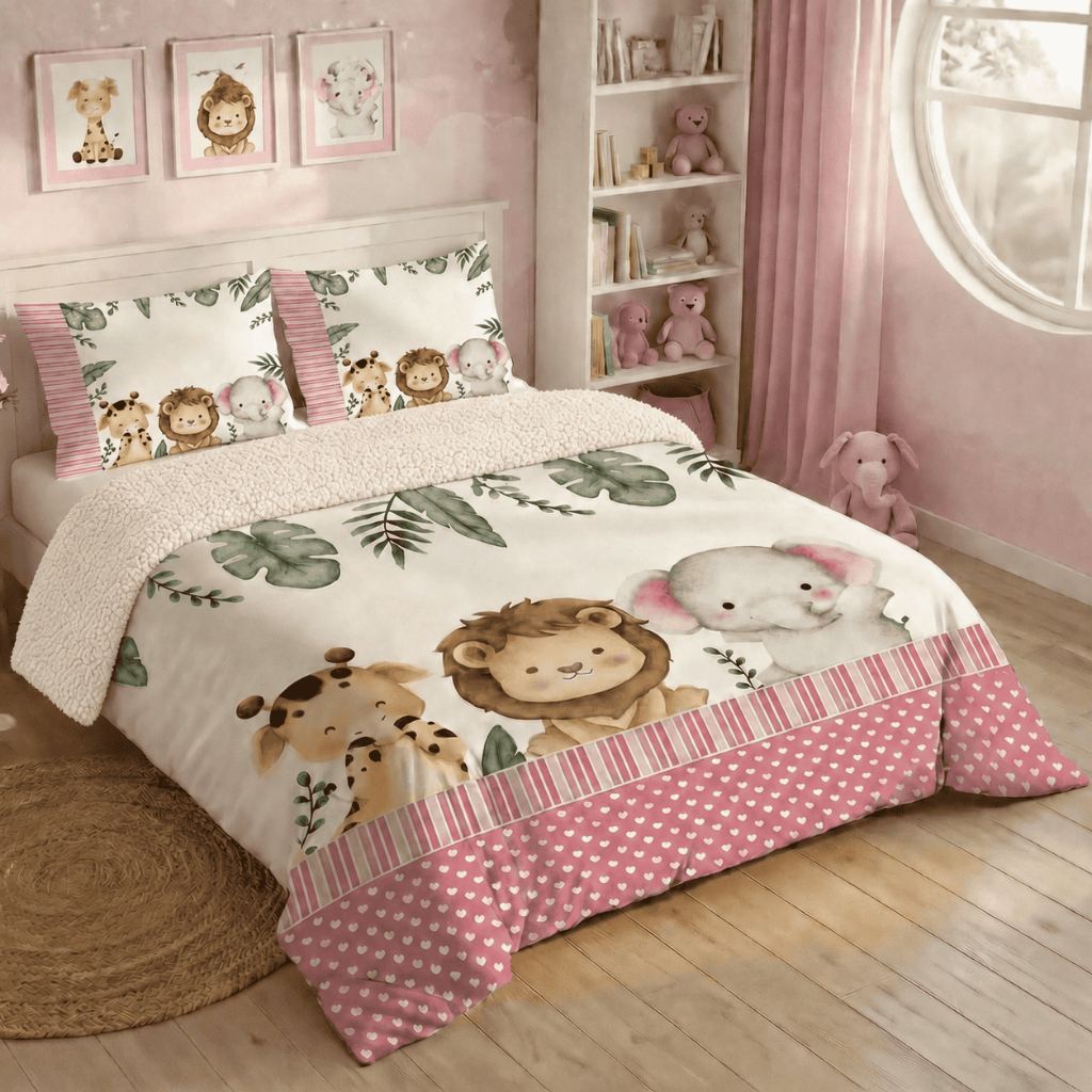 Edredom Coberdrom 3PC Casal Sherpa Lã de Carneiro Macio Estampado Exclusivo