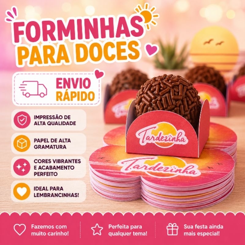 ENVIO RÁPIDO Tardezinha Forminhas 4 Petalas para Doces Docinhos Festa Aniversário Mimo Lembrancinha