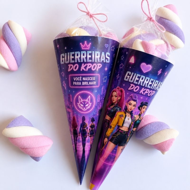 kit com 10 Cone para Doces Personalizado – Diversos Temas | Lembrancinha para Festa Infantil