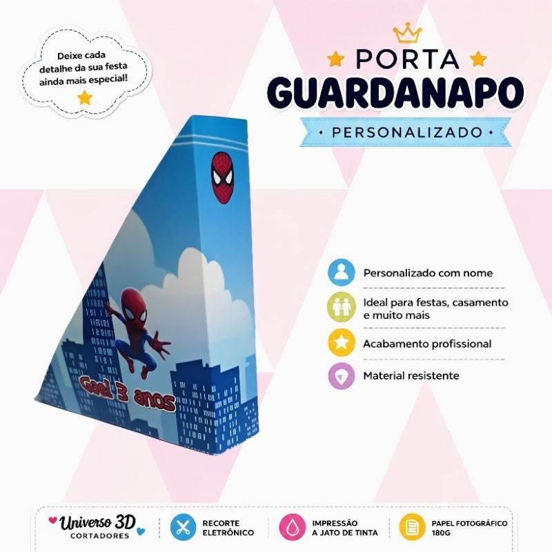 Porta Guardanapo Personalizado - Homem Aranha Baby (Todos os Temas) Centro de Mesa Lembrancinha para Festa