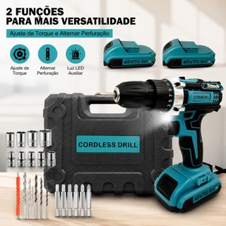 Parafusadeira Furadeira Sem Fio | 48V Duas Baterias | Versão com Maleta Portátil