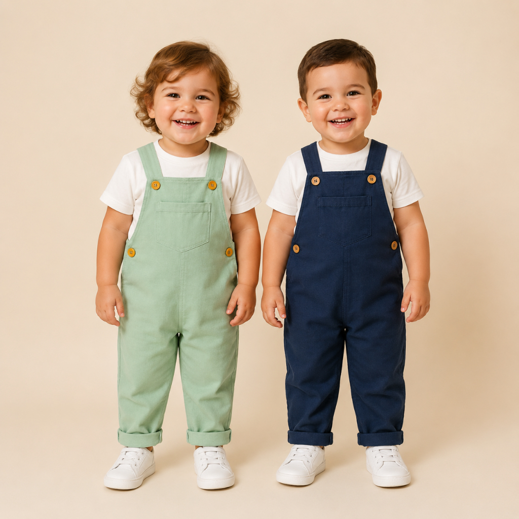 Jardineira Infantil Menino kit com 2 / Bebê - Macacão em Linho